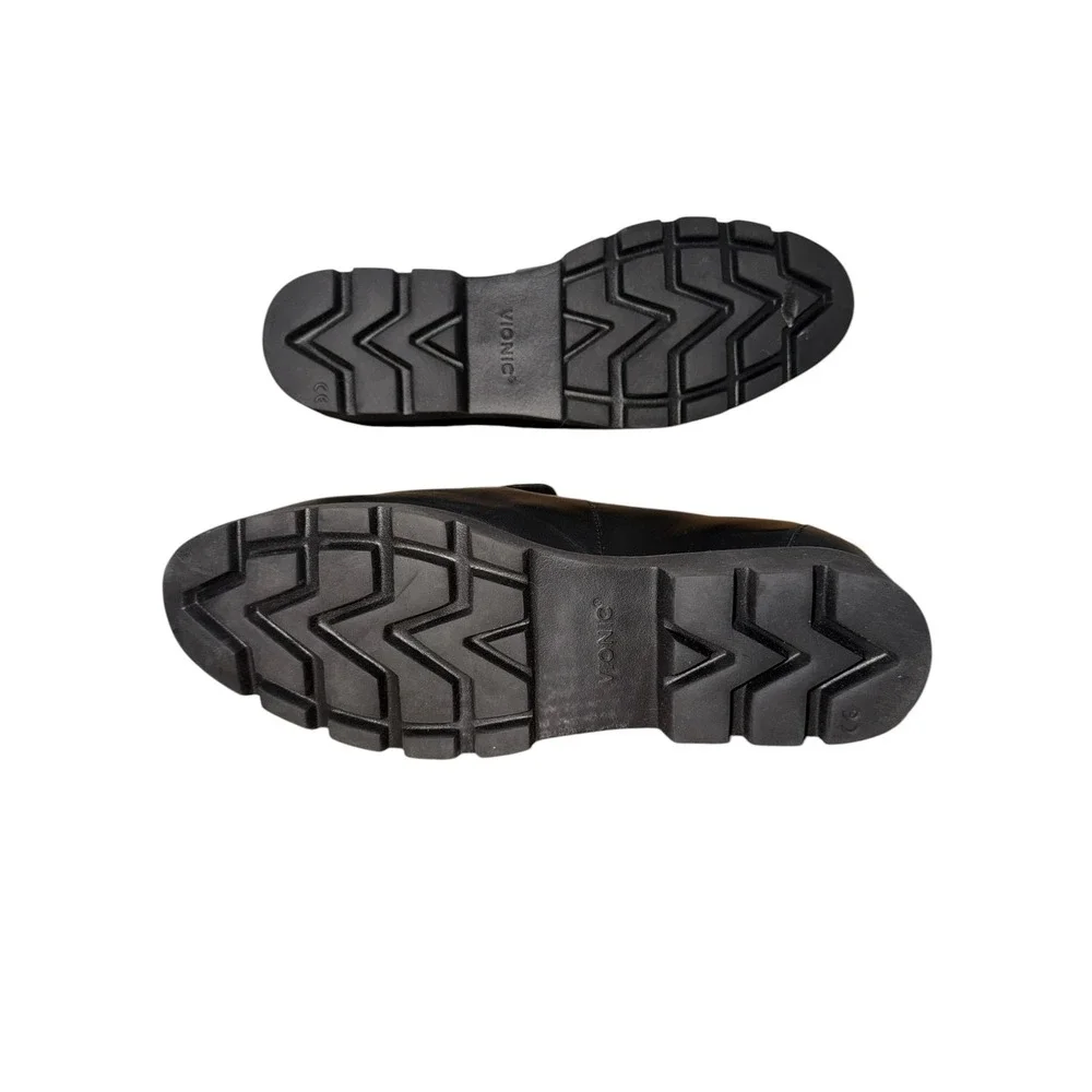 Vionic Kensley Loafers Black Leather Lug Sole Comfort Shoes Women's 11 EU 42